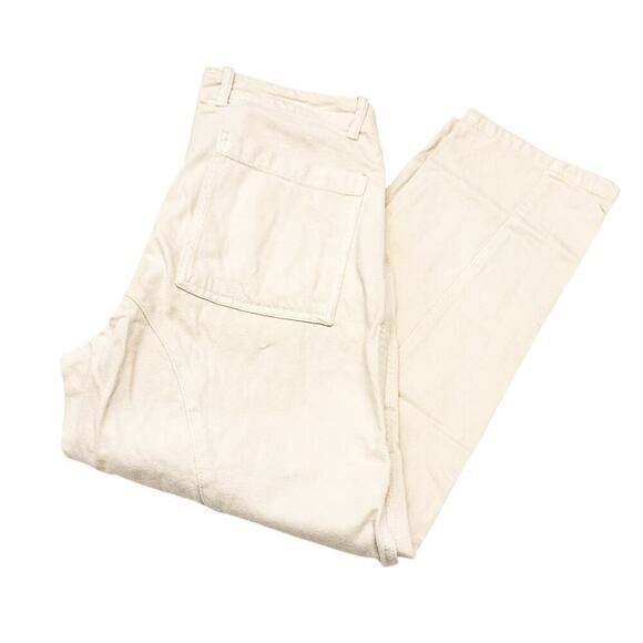 Zara The Marine Straight Cream Carpenter Style Denim Jeans Size Small - Picture 7 of 7